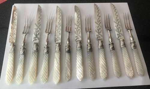 Vtg silver plate - silver, mop